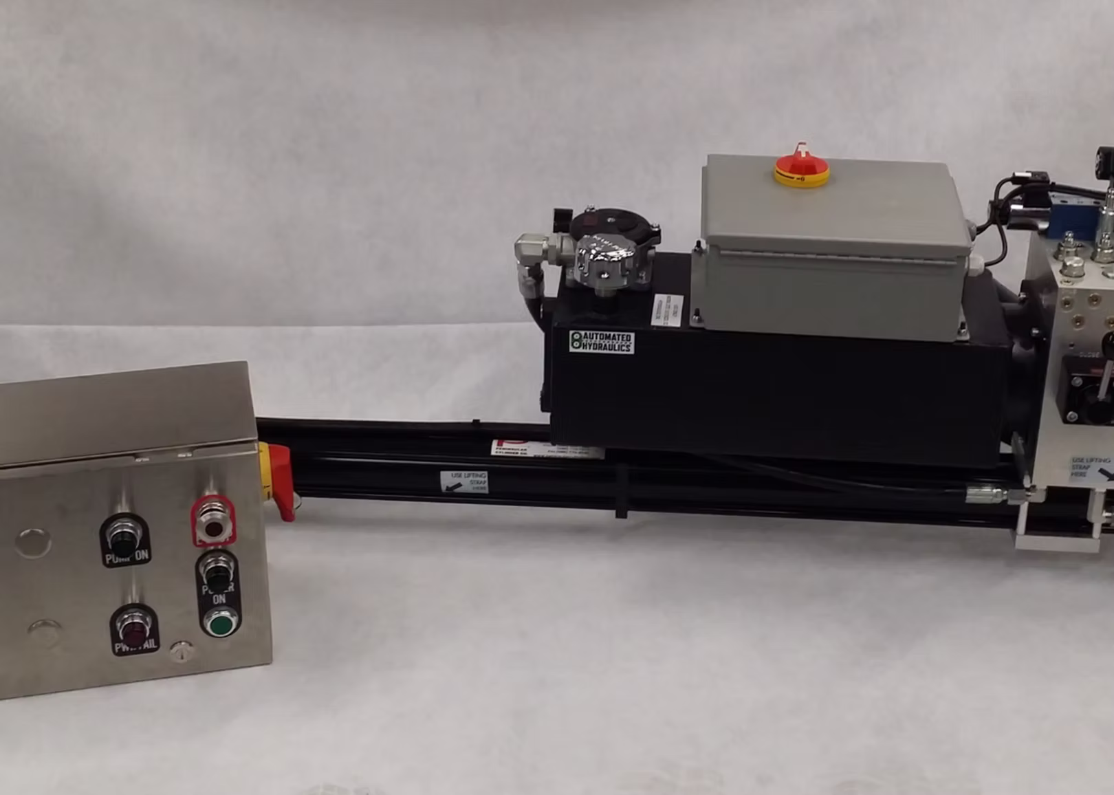 Industrial machinery with control panel and automation components
